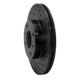 R1 93-06 Infiniti G20 Front Right Drilled & Slotted Black Brake Rotor