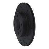 R1 88-06 Nissan NX Front Right Drilled & Slotted Black Brake Rotor