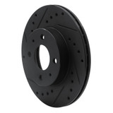 R1 88-06 Nissan NX Front Left Drilled & Slotted Black Brake Rotor