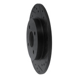 R1 02-04 Ford Focus Rear Right Drilled & Slotted Black Brake Rotor
