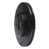 R1 00-15 Ford Focus Front Left Drilled & Slotted Black Brake Rotor