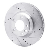 R1 03-15 Audi Q7 Left Front Drilled & Slotted Silver Brake Rotor