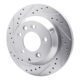 R1 03-18 Audi Q7 Rear Left Drilled & Slotted Silver Brake Rotor