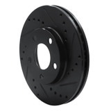 R1 94-04 Ford Mustang Front Right Drilled & Slotted Black Brake Rotor
