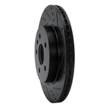 R1 10-25 Buick Regal Rear Right Drilled & Slotted Black Brake Rotor