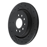 R1 08-11 Saab 9-3 Rear Right Drilled & Slotted Black Brake Rotor