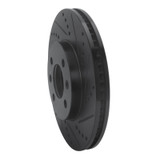 R1 88-98 Saab 9000 Front Right Drilled & Slotted Black Brake Rotor