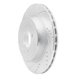 R1 08-15 Mitsubishi Lancer Rear Left Drilled & Slotted Silver Brake Rotor