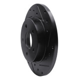 R1 04-12 Chevrolet Malibu Rear Right Drilled & Slotted Black Brake Rotor