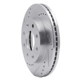 R1 88-07 Dodge Colt Front Left Drilled & Slotted Silver Brake Rotor