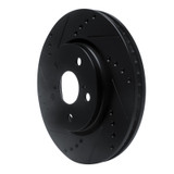 R1 18-22 Toyota C-HR Front Left Drilled & Slotted Black Brake Rotor
