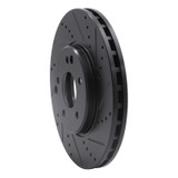 R1 96-11 Chrysler Crossfire Front Right Drilled & Slotted Black Brake Rotor
