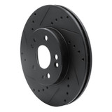 R1 90-95 Mercedes-Benz E420 Front Left Drilled & Slotted Black Brake Rotor