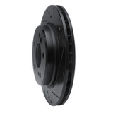 R1 92-94 Mercedes-Benz 500E Rear Right Drilled & Slotted Black Brake Rotor