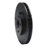 R1 90-98 Mercedes-Benz 500E Front Left Drilled & Slotted Black Brake Rotor