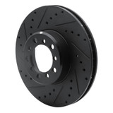 R1 85-91 Mercedes-Benz 300SE Front Left Drilled & Slotted Black Brake Rotor