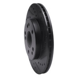 R1 84-95 Mercedes-Benz 260E Front Right Drilled & Slotted Black Brake Rotor