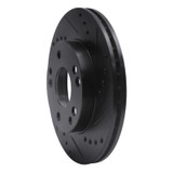 R1 87-93 Mercedes-Benz 190D Front Right Drilled & Slotted Black Brake Rotor