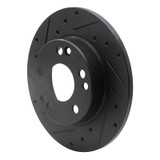 R1 83-89 Mercedes-Benz 190D Front Left Drilled & Slotted Black Brake Rotor