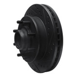 R1 01-02 Chevrolet Express 3500 Front Right Drilled & Slotted Black Brake Rotor