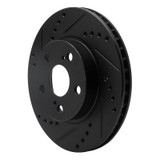R1 04-09 Toyota Prius Front Left Drilled & Slotted Black Brake Rotor