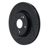 R1 12-16 Honda CR-V Front Left Drilled & Slotted Black Brake Rotor