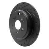 R1 07-17 Acura ZDX Rear Left Drilled & Slotted Black Brake Rotor