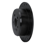 R1 94-95 Toyota Celica Rear Left Drilled & Slotted Black Brake Rotor