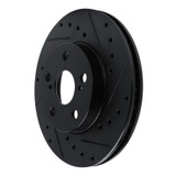 R1 87-87 Toyota Camry Front Right Drilled & Slotted Black Brake Rotor