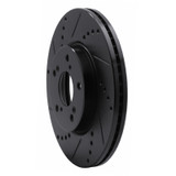 R1 13-25 Honda Civic Sedan Front Left Drilled & Slotted Black Brake Rotor