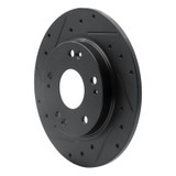 R1 11-15 Honda CR-Z Rear Left Drilled & Slotted Black Brake Rotor