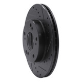 R1 02-15 Acura RSX Front Right Drilled & Slotted Black Brake Rotor