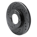R1 84-87 Toyota Cressida Front Left Drilled & Slotted Black Brake Rotor