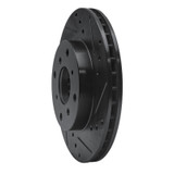 R1 92-96 Honda Prelude Front Right Drilled & Slotted Black Brake Rotor