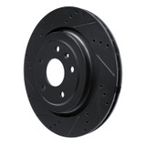 R1 14-19 Chevrolet Corvette Rear Left Drilled & Slotted Black Brake Rotor