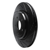 R1 06-13 Chevrolet Corvette Rear Right Drilled & Slotted Black Brake Rotor