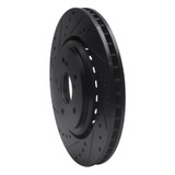 R1 14-20 Acura TLX Front Left Drilled & Slotted Black Brake Rotor