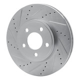 R1 03-11 Ford Crown Victoria Front Left Drilled & Slotted Silver Brake Rotor