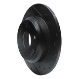 R1 02-04 Acura RL Rear Right Drilled & Slotted Black Brake Rotor