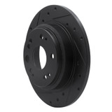 R1 02-04 Acura RL Rear Left Drilled & Slotted Black Brake Rotor