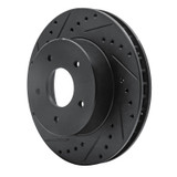 R1 63-82 Chevrolet Corvette Front Left Drilled & Slotted Black Brake Rotor