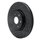 R1 10-16 Cadillac SRX Front Left Drilled & Slotted Black Brake Rotor
