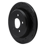 R1 03-11 Ford Crown Victoria Rear Left Drilled & Slotted Black Brake Rotor