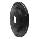R1 08-14 Cadillac CTS Rear Left Drilled & Slotted Black Brake Rotor