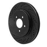 R1 05-11 Cadillac STS Rear Left Drilled & Slotted Black Brake Rotor