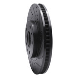 R1 03-07 Cadillac CTS Front Right Drilled & Slotted Black Brake Rotor