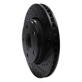 R1 07-18 Jeep Wrangler Front Right Drilled & Slotted Black Brake Rotor