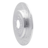 R1 05-19 Ford Five Hundred Rear Right Drilled & Slotted Silver Brake Rotor