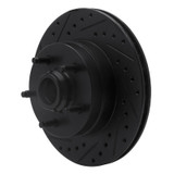 R1 86-92 Jeep Wagoneer Front Left Drilled & Slotted Black Brake Rotor