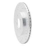 R1 05-14 Ford Mustang Rear Left Drilled & Slotted Silver Brake Rotor